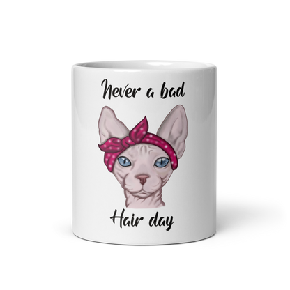 "NEVER A BAD HAIR DAY" SPHYNX COFFEE MUG