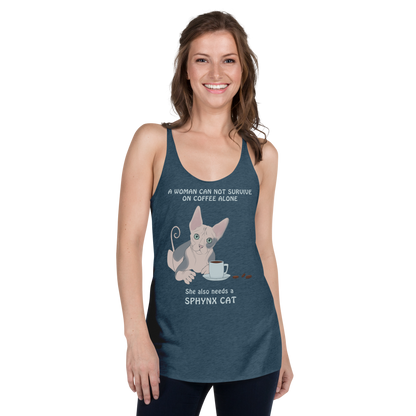 "WOMAN CAN'T SURVIVE ON COFFEE ALONE" TANK