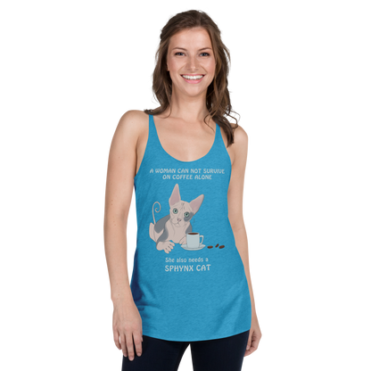 "WOMAN CAN'T SURVIVE ON COFFEE ALONE" TANK